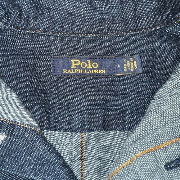 Polo Ralph Lauren long sleeve button down Dark Wash Denim Shirt Dress SZ 6 - Picture 3 of 8